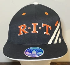 Adidas RIT Tigers Black & Orange 6 7/8-7 1/4 Premium 210 Fitted Flexfit Hat Y2K