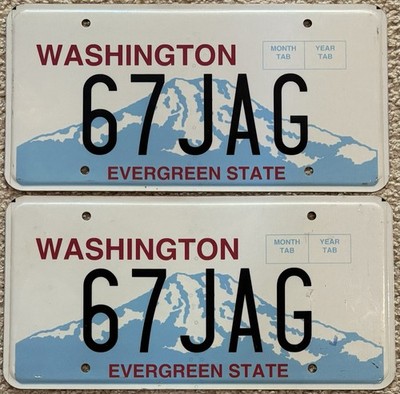 Nice Pair Of Washington Personalized License Plates 67 JAG 1967 Jaguar