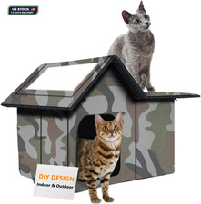 Outdoor/indoor Cat House Weatherproof Large Cat House for Winter Collapsible,