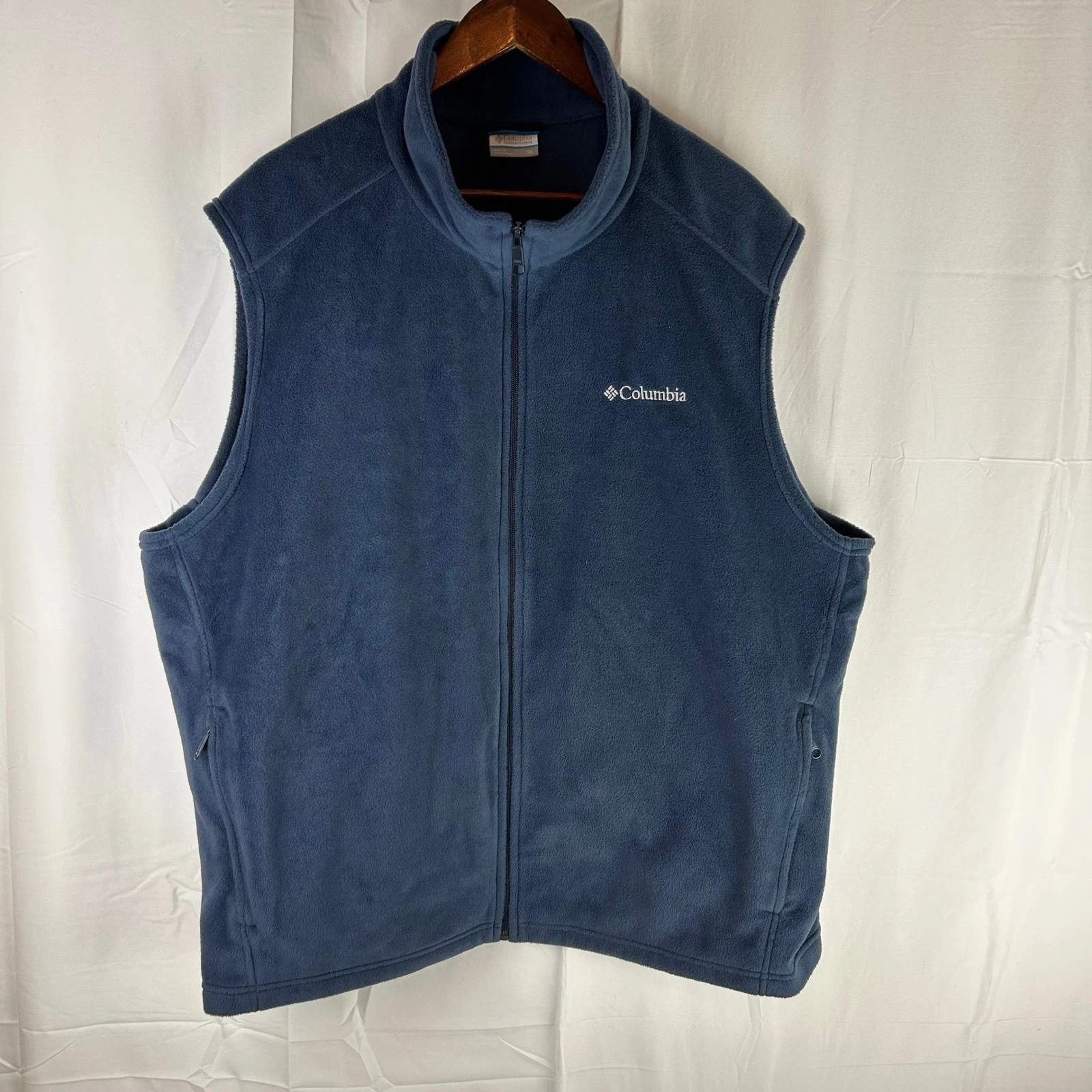 Columbia Fleece Vest Navy Blue Full Zip Pockets Mens Size 3X