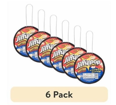(6 pack) JIFFY POP Butter Flavored Popcorn, Stovetop Popping Pan, 4.5 oz