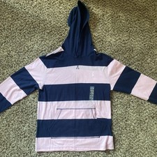 Ralph Lauren Lightweight Hooded Long Sleeve Shirt Boy L 14-16 Pink Blue NWT