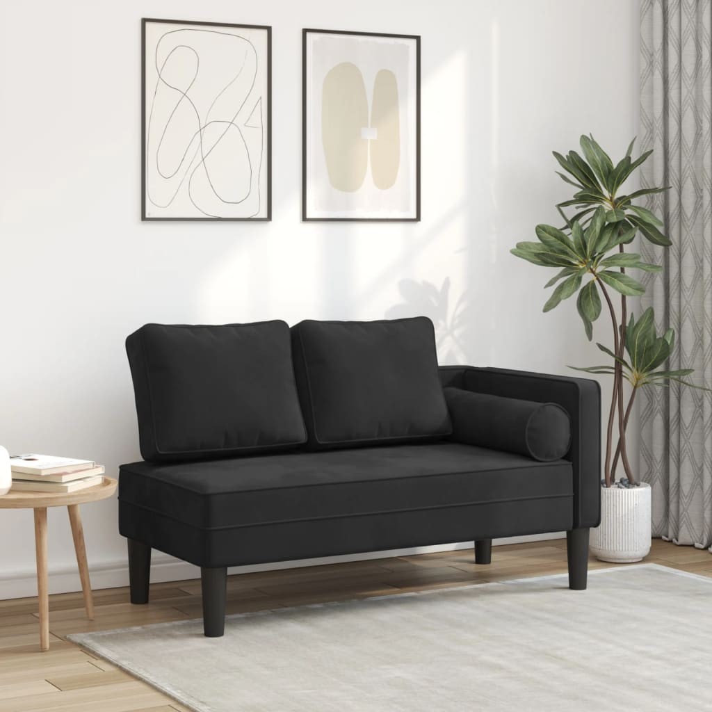 Chaise Lounge con Cuscini Nero in Velluto 2404715