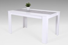 Tavolo da pranzo LILIA in laminato bianco/grigio cemento, LAP 140x76x80 cm