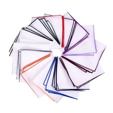Men's Classic White Cotton Pocket Squares Handkerchiefs for Suits Formal