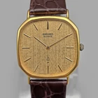 Vintage 1986 Seiko 7820-5210 Quartz Men's Dress Watch Gold Linen Dial Japan