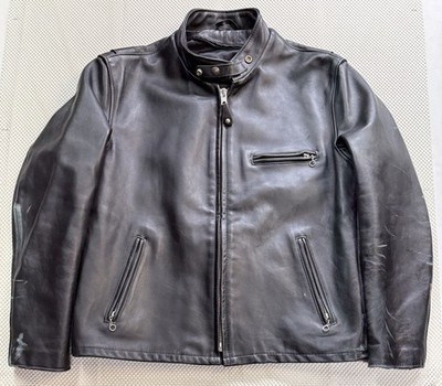Schott NYC Cafe Racer Leather Motorcycle Jacket Sz 48 Made USA