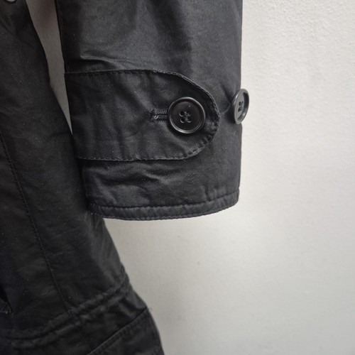 Barbour Crieff Black Wax Waterproof Hooded Biker Parka Jacket Coat Size Small - Picture 5 of 11
