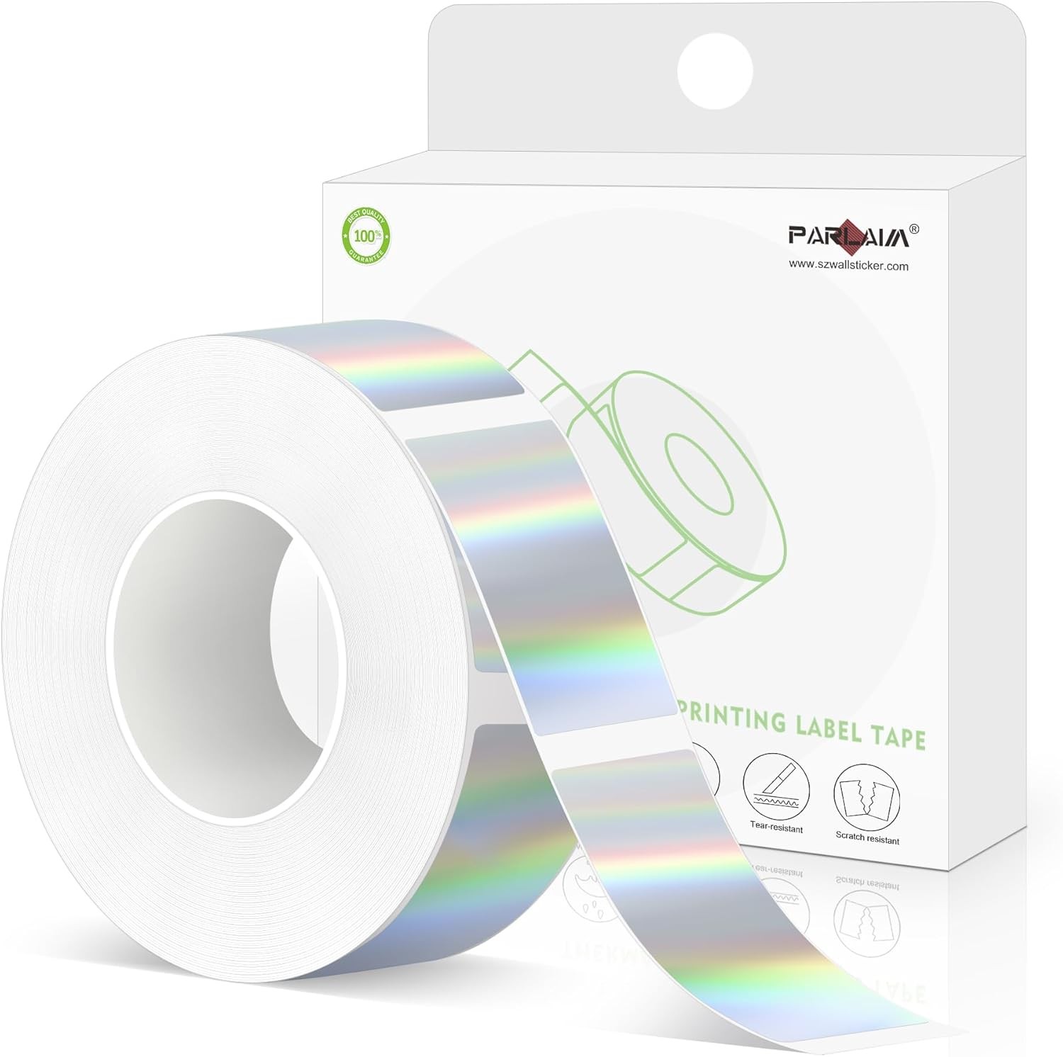 PARLAIM Holographic Silver Label Maker 0.55X1.18 Inch 1 Roll 210 PCS-image