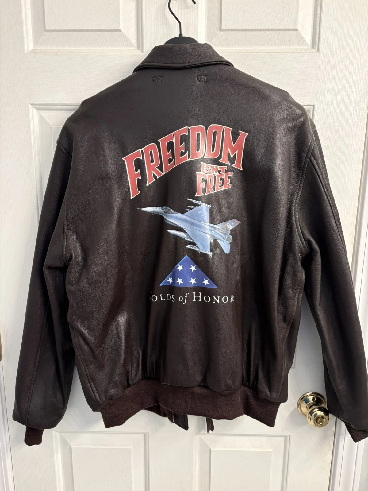 New A-2 Leather Air Force U.S Army Military Folds Of Honor Jacket Size 46
