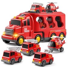 Truck Toys for 3 4 5 6 Years Old Boys, Toddler Car Toys for 5 IN 1 Fire Truck