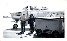 1950s Men With Jet Aircraft On Runway Military Or Aviation Vintage Photo