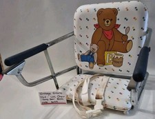Clip de bloqueo vintage Graco Tot-Loc sobre mesa silla alta asiento elevador bloques de oso