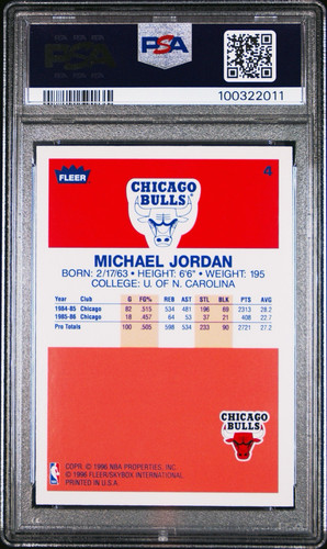 1996 NBA Fleer Decade Of Excellence Michael Jordan #4 PSA 9 MINT - Picture 2 of 2