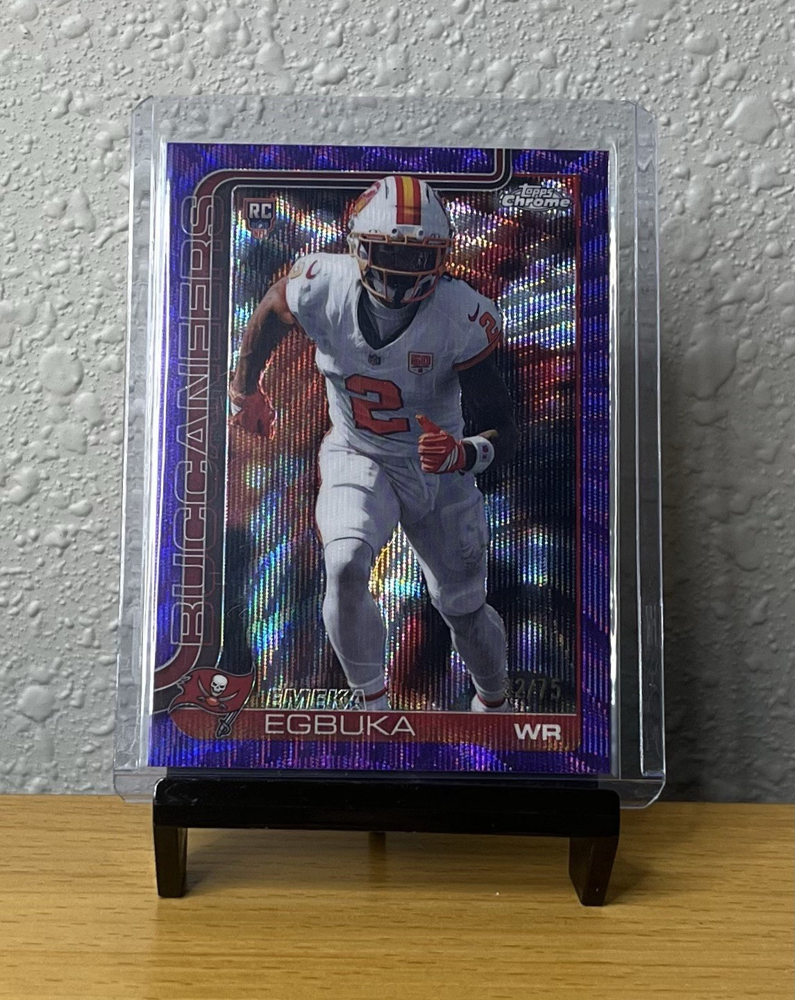Topps 2025 Chrome Emeka Egbuka RC Rookie Purple Wave /75 #312 Buccaneers