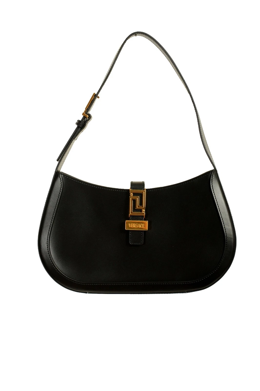 Versace — Versace Women's Black 100% Leather Greca Goddess Large Hobo Handbag Shoulder Bag