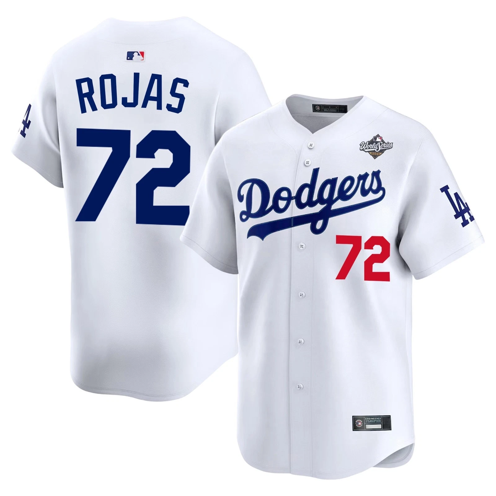 Men's Dodgers #72  Miguel Rojas 2025 World Series Home Replica Player Jersey