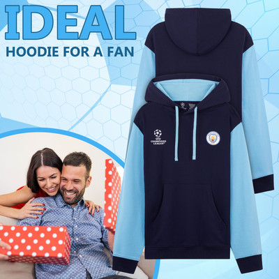 Manchester City FC - Fleece hoodie met ritssluiting voor jongens- Officieel clubcadeau - Marineblauw - 12-13 jaar