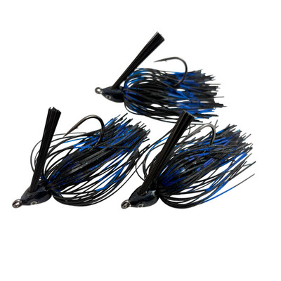 3-Pack Hand-Tied 3/8-oz. Black and Blue Swim Jigs