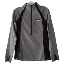 Victoria Secret Pink Ultimate Women s Size Small Gray Black 1/2 Zip Pullover