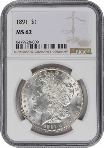 1891 Morgan Silver Dollar MS62 NGC