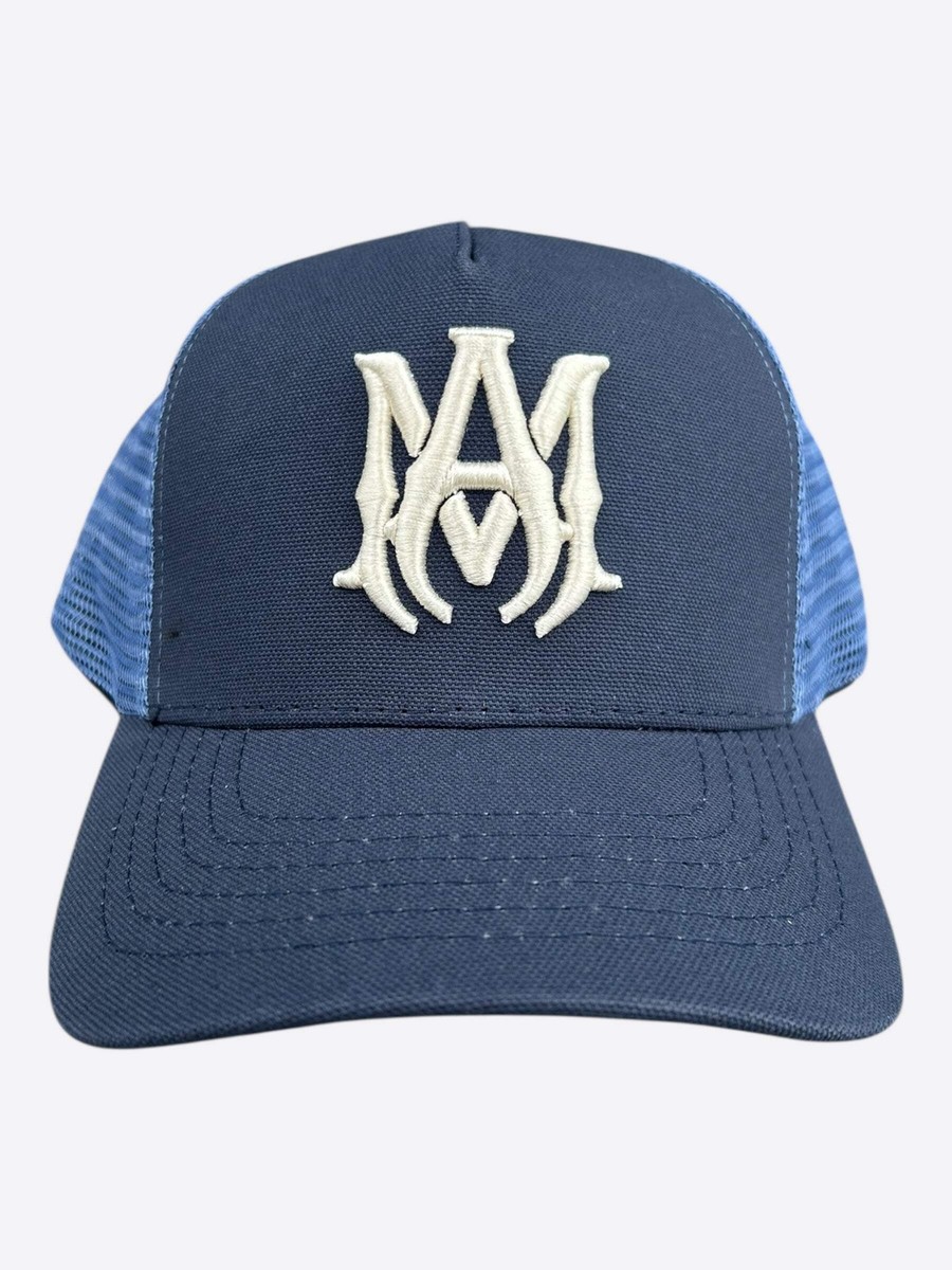 Amiri Navy & White MA Logo Trucker Hat | eBay