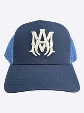 Amiri Navy  White MA Logo Trucker Hat