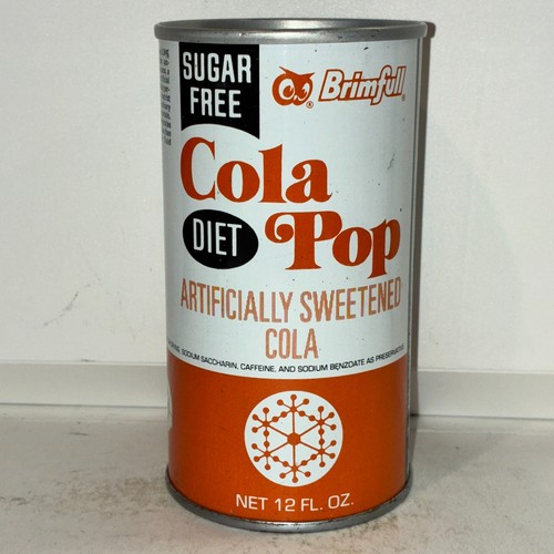 1970's Brimfull Diet Cola Pop soda can, bottom opened