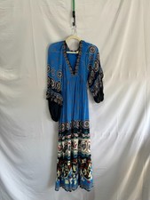 FARM Rio Anika Tiles Blue Maxi Dress Multicolor Size S Fabric Pull