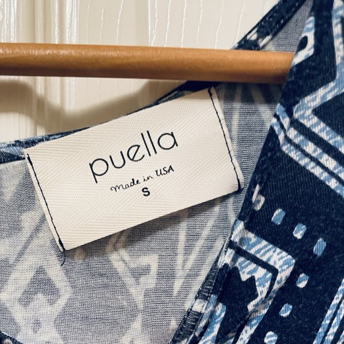 PUELLA Blue Geometric Boho 3/4 Length Dolman Sleeve Romper Sz S - Picture 2 of 8