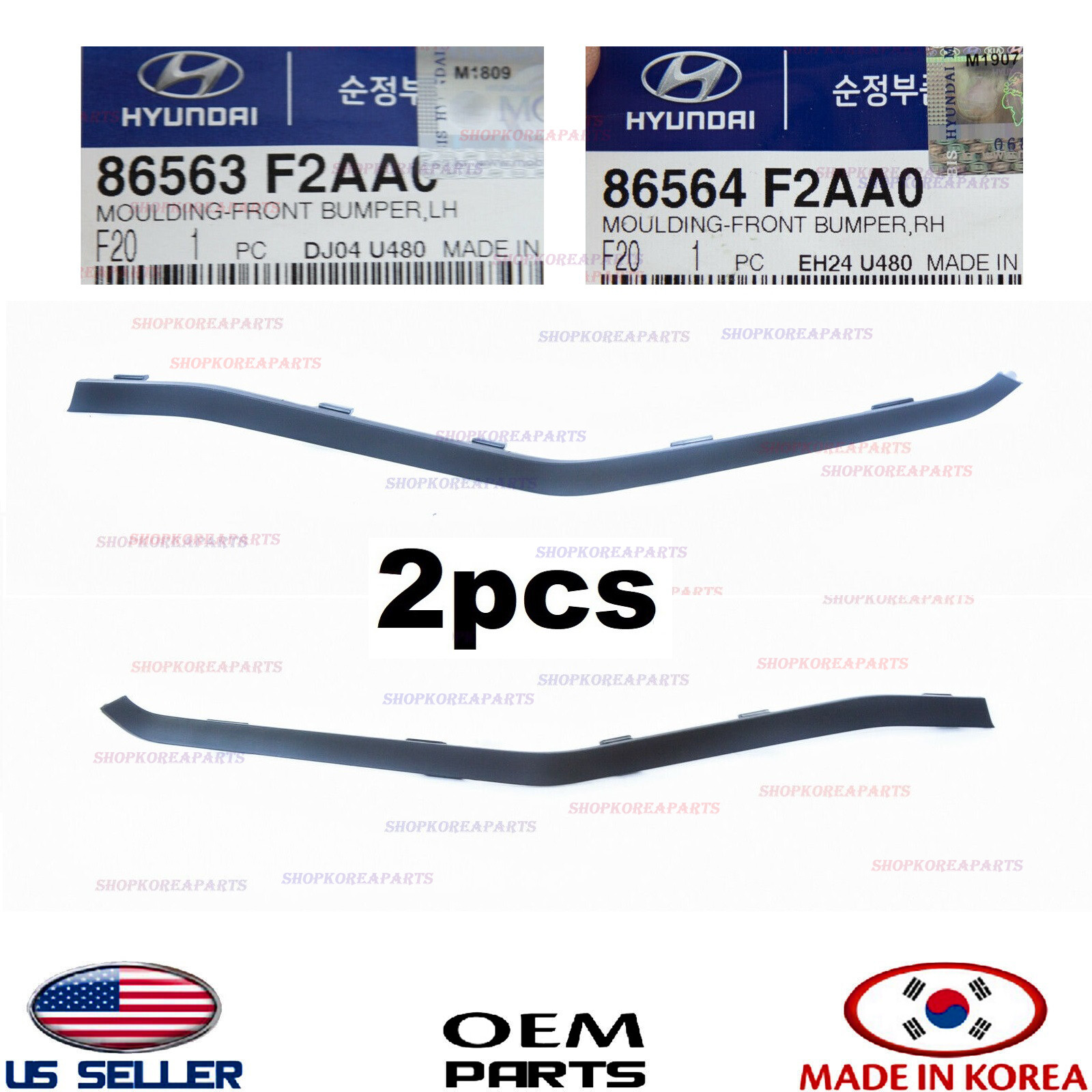 Front Bumper Lower Molding Right Left 2pcs Genuine Hyundai Elantra 