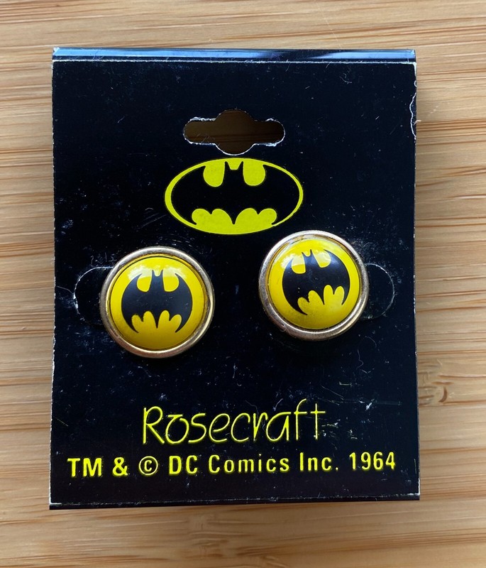 Batman Rosecraft DC Comics Earrings 1964 great condition
