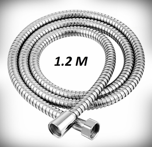 Tubo soffione doccia bagno flessibile acciaio inox cromato 3pz TUBO rondelle - Foto 7 di 10