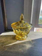 Vintage Anchor Hocking Fairfield Amber Glass Candy Dish