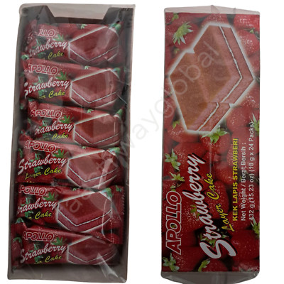 Apollo Layer Cake Snacks Strawberry Flavour Halal Childhood Junk Food Delicious