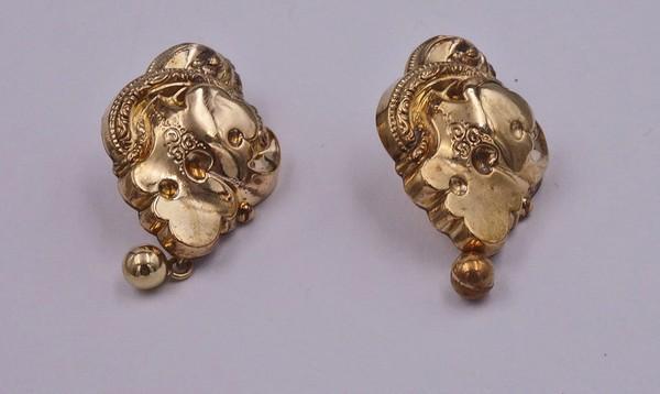 Ohrringe Hänger in 585 14kt Golld orginal Biedermeier 1840 Antik