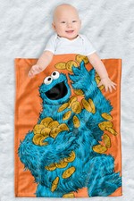 Sesame Street Fleece Baby Blanket, 30"x40", Cookie Monster Painted