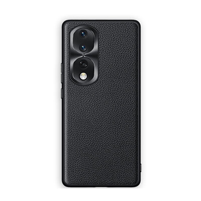 Luxury GENUINE LEATHER Metal Camera Frame Shockproof Case Cover For Honor 80 Pro
