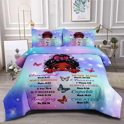 Black Girl Magic Comforter Set Full Size,Black Girl Bedding Set,African Ameri...