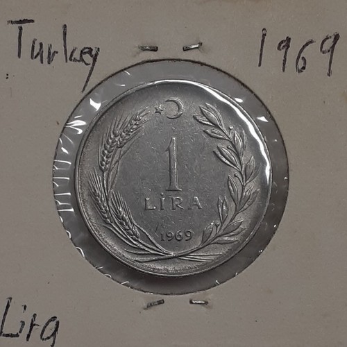 1969 Turkey 1 Lira Stainless Steel Coin AU - 第 1/2 張圖片