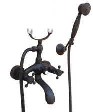 Black Oil Rubbed Bronze Wall Mount Bathroom Clawfoot Tub Hand Shower Faucet