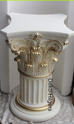 Säule Stuckgips Dekosäule Podest Tisch Wohnen Möbel Säulen Deko 1021 Crem Gold