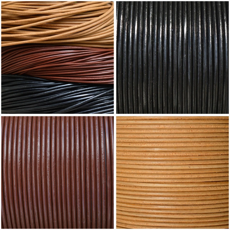 MARKENLOS Lederband runde Lederschnur Lederriemen 1m+ Echtleder Leder Schwarz Braun Natur