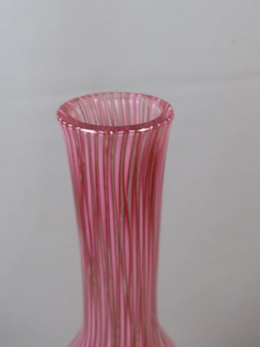 Vintage MCM Fratelli Toso Murano Pink Stripe Glass Decanter Genie Bottle Ermanno - Picture 4 of 12