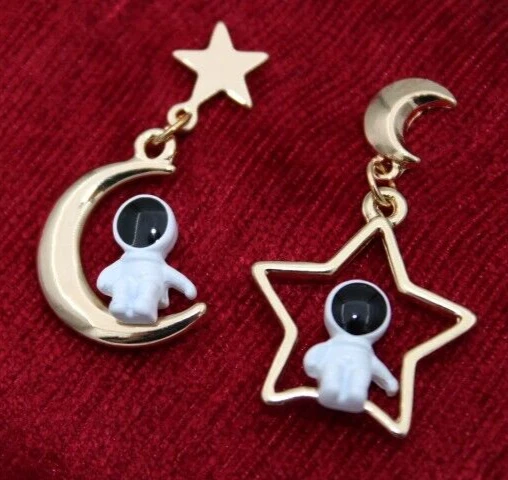 Orecchini Luna E Stella Mezzaluna Foresta Argento – Modello E-8937, Con Scatola Originale