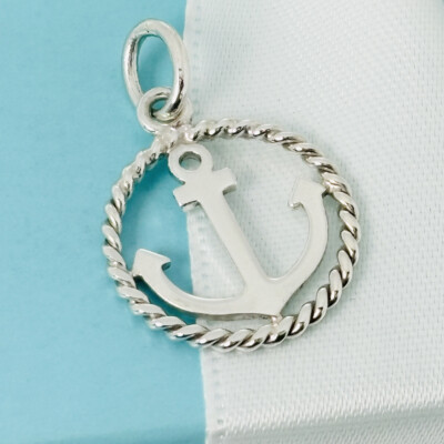 Tiffany Co Anchor Charm or Pendant in Sterling Silver Twist Boat Sailing 