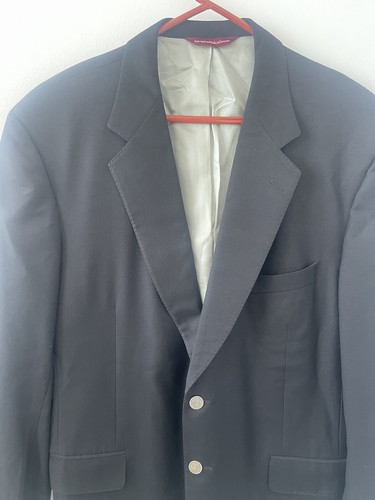 SAMUELSOHN Men's Sports Coat Black Silver Buttons LORO PIANA Wool Size 43 R - Picture 3 of 11