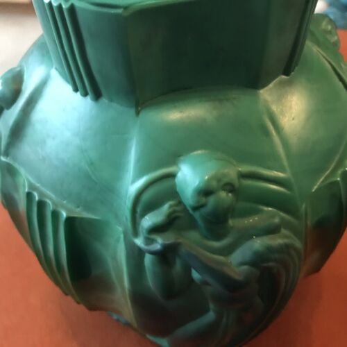 RARE CURT SCHLEVOGT 1930's ART DECO MALACHITE ART GLASS "INGRID" VASE STUNNING! - Picture 10 of 20