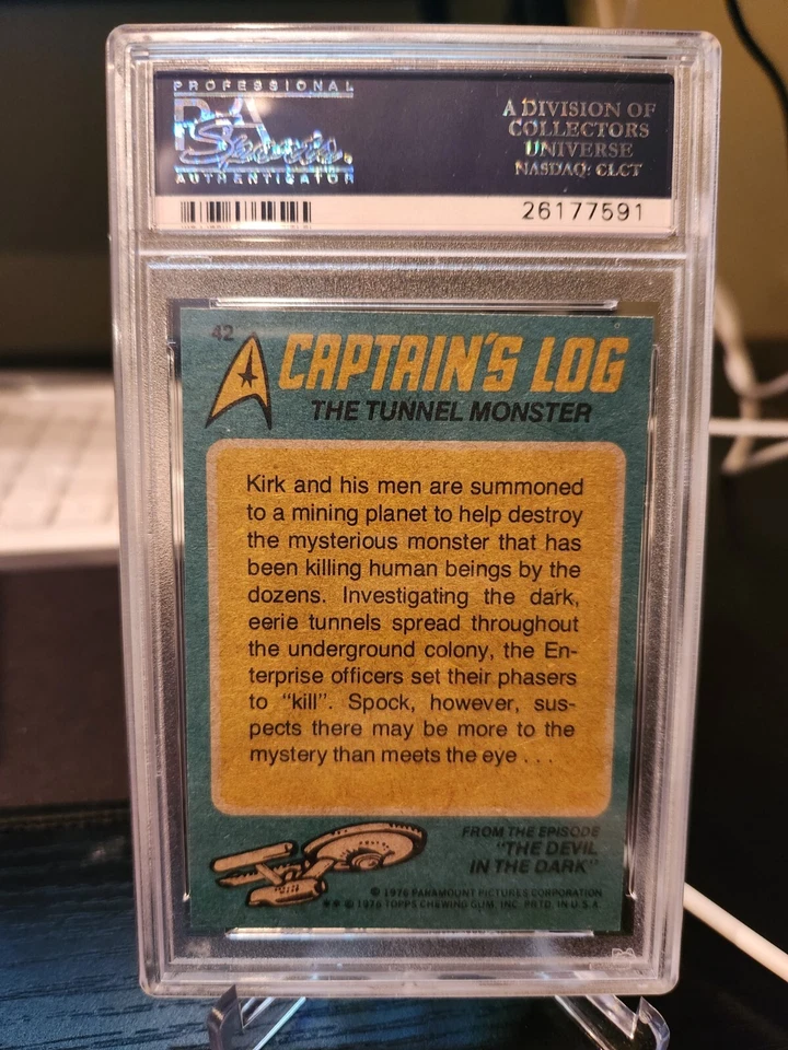 1976 Topps STAR TREK #42 HUNTING THE TUNNEL MONSTER  PSA 8 w/ BOX Captain Kirk  - Image 4 of 4