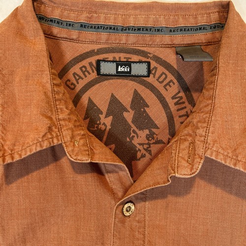 Bouton manches longues orange brûlé REI poches 100% coton randonnée décontractée taille XXL - Photo 2/15